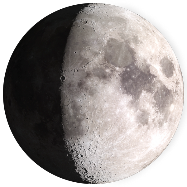 Circular moon phase print showing a crescent moon
